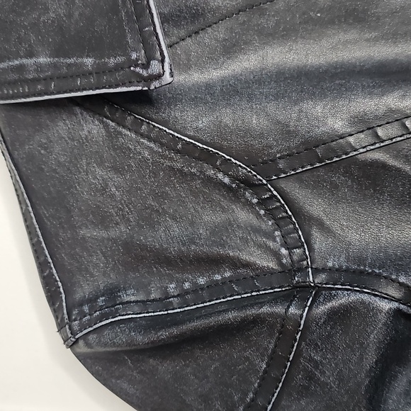 No Boundaries Black Faux Leather Distressed Grunge Structured Blazer Jacket - Picture 3 of 11